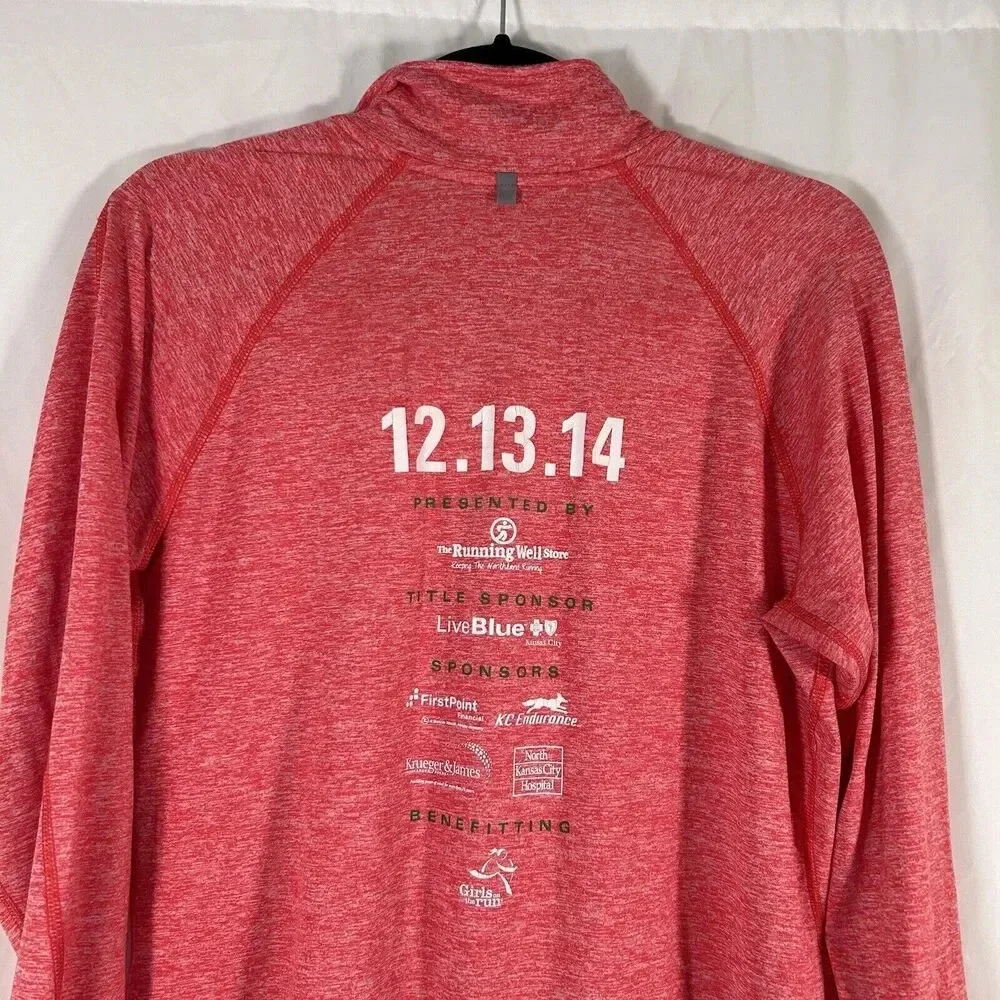 Nike Running Jacket Women's Large Red Long Sleeve 1/4 Zip Pullover 5K Shirt